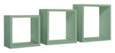 Set 3 Mensole da Parete Cubo in Fibra di Legno Incubo Verde Acqua Marina