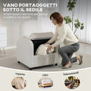 Poltrona Moderna 76x77x95 cm con Spazio Contenitore a Scomparsa e Cuscino Rivestimento in Pile Teddy Crema      