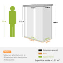Capanno Porta Attrezzi 142x86x189 cm con Tetto Inclinato e Porta Bloccabile in Metallo Marrone      