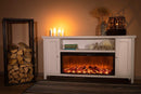 Camino Elettrico da Pavimento 75x150x30 cm Effetto Fiamma 1500W Mozart & Tasmania Bianco