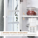 Credenza Moderna con 2 Vetrinette 80x37x183 cm in MDF  Bianco