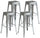 Set 4 Sgabelli Impilabili 44x44x77 cm in Lamiera Galvanizzata Silver