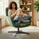 Poltrona da Salotto Girevole 73x83,5x85 cm con Cuscino Lombare e Rivestimento in Tessuto Effetto Velluto Verde      