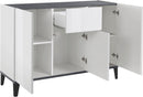 Credenza 3 Ante + 1 cassetto 120x40x82 cm Sunrise Bianco Lucido e Ardesia