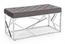 Panca Rayan Velluto Grigio 97x44 in Tessuto effetto Velluto Grigio
