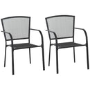 Set 2 Sedie da Giardino con Braccioli in Metallo Nero