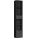 Libreria 30x24x158 cm a 4 Ripiani Aperti con Armadietto e Cassetto Nero      