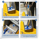 Carrello Pulizie Professionale con Strizzatore Secchio 25L e Ripiano Blu e Giallo 