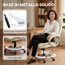 Sedia da Ufficio Girevole 65x68x112-122 cm con Funzione Dondolo Schienale Alto in Pelle PU Beige      