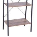 Libreria Scaffale a Scala 4 Ripiani Stile Industrial in Acciaio Nero,60x35x145 cm 