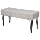 Panca Imbottita 2 Posti 118x42x56 cm in Tessuto e Metallo  Grigia