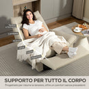 Poltrona Relax Reclinabile Manualmente con Poggiapiedi e Base Girevole Senza Braccioli Crema      