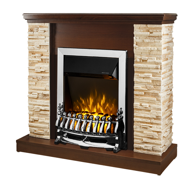 sconto Camino Elettrico da Pavimento 90,3x98x30 cm Effetto Fiamma 2000W Rock & Galileo Silver Noce