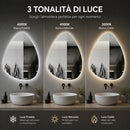 Specchio a Goccia 50x60 cm LED a 3 Colori Dimmerabile Accensione Touch      