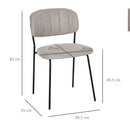 Set 4 Sedie Imbottite 49,5x55x81 cm in Tessuto Effetto Lino Cachi