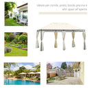 Gazebo Rettangolare con Struttura in Metallo Robusto e Teli Laterali Crema 4x3m 