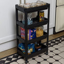 Carrello Salvaspazio Cucina Bagno Scaffale Portaoggetti Multiuso Nero 4 Ripiani
