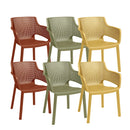 Set 6 Sedie da Giardino Keter Elisa 61x54x79 cm Trama Geometrica Verde Rosso e Giallo 