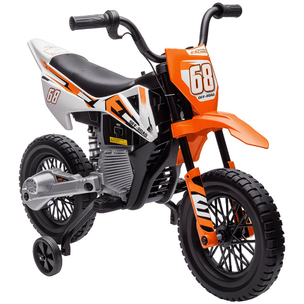 online Moto Elettrica per Bambini 3-6 Anni 107x56x70 cm Batteria 12V e Rotelle Rimovibili Arancione