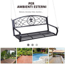 Dondolo da Giardino 3 Posti in Ferro Battuto Nero 