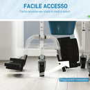 Sedia a Rotelle con WC Impermeabile 4 in 1 53x97x 97 cm in Alluminio e Plastica Nero   