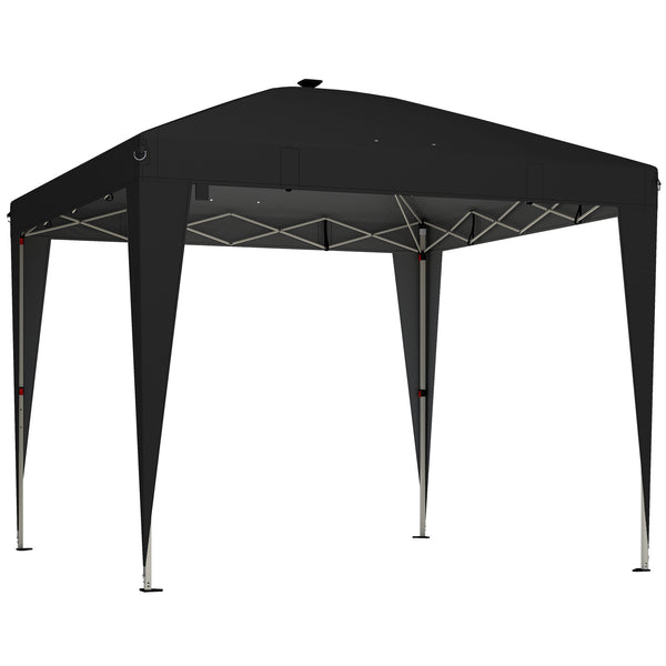 Gazebo Pieghevole da Giardino 297x297x288 cm ad Altezza Regolabile con Luce Centrale e Telecomando in Metallo e Poliestere Nero online