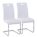 Set 2 Sedie Design Moderno in Metallo con Rivestimento in Pelle PU Bianco 