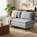 Divano Letto 2 Posti 135x90x78 cm con 2 Cuscini Struttura in Legno e Acciaio in Tessuto Effetto Lino Grigio Chiaro      