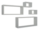 Set 3 Mensole Cubo da Parete Quadrato e Rettangolare in Fibra di Legno Merlino Grigio Sasso