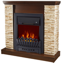 Camino Elettrico da Pavimento 90,3x98x30 cm Effetto Fiamma 2000W Rock & Pluton Noce