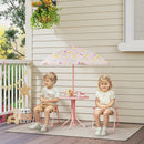 Set da Giardino per Bambini 2-5 Anni con Tavolino 2 Sedie e un Ombrellone Rosa    