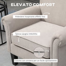 Poltrona d'Arredo in Stile Nordico con Braccioli 79x78x87 cm in Legno e Poliestere Grigio e Marrone