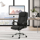 Sedia da Ufficio Ergonomica Basculante e Imbottita 62x76x110-119 cm in Poliestere Effetto Lino Nero  