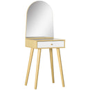 Consolle Trucco 50,5x41x134,5 cm con Specchio e Cassetto in Truciolato Naturale