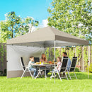 Gazebo Pieghevole Pop-Up 300x300 cm con Parete Laterale in Metallo e Tessuto Oxford Beige      