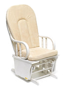 Poltrona a Dondolo 68x50x107 cm in Legno Massello con Cuscino Avorio