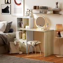 Scrivania con Libreria 126x50x109 cm Cassetto A4 Serratura e 2 Chiavi Bianco e Rovere      