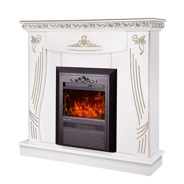 prezzo Camino Elettrico da Pavimento 103,5x110x30 cm Effetto Fiamma 2000W Napoli & Cristina Bianco