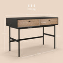 Scrivania da Ufficio Moderna con 2 Cassetti 106x50x77 cm in Acciaio e MDF Nero e Rovere
