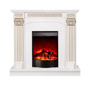 Camino Elettrico da Pavimento 102x110x30 cm Effetto Fiamma 1600W Calisto & Corsica Bianco