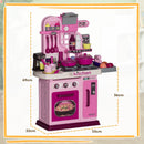 Cucina Giocattolo per Bambini 53x22x69 cm 33 Pezzi con Luci Suoni e Rubinetto Rosa 