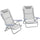 Set 2 Sedie da Campeggio Pieghevoli 62x65x80 cm Reclinabili su 6 Livelli Grigio Chiaro