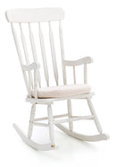 Poltrona a Dondolo 78x56x108 cm in Legno Massello con Cuscino Beige