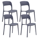 Set 4 Sedie Impilabili 85x45x56 cm in Polipropilene e Fibra di Vetro Kate Grigio Asfalto