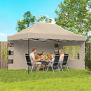 Gazebo Pop Up Pieghevole 430x290x315 cm con Pareti Laterali e Finestre in Metallo e Tessuto Oxford Marrone Sabbia      
