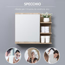 Specchiera Bagno a Parete 60x18x50 cm con Anta e 3 Ripiani Laterali in Legno