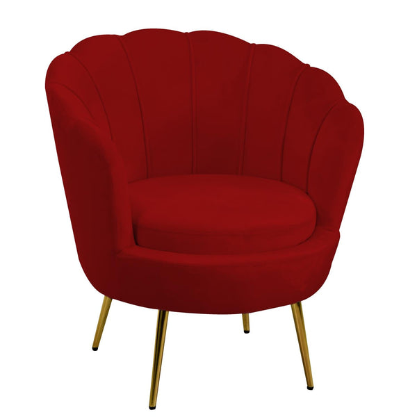 Poltrona Imbottita 73x72xh49/77 cm in Tessuto Velluto Tulipan Rosso sconto