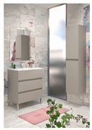 Mobile da Bagno a Terra con Lavabo 80 cm e Specchio Bali Light Tortora      