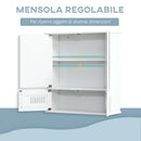 Pensile da Bagno 55x17.5x60 cm con Antine a Specchio Bianco