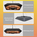 Stufa Alogena a Sospensione 45x45x10 cm 2000W con Luce LED e Telecomando Nera